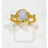 Bague Calcédoine Acier Inox Plaqué Or