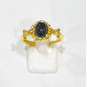 Bague Onyx Acier Inox Plaqué Or Réglable