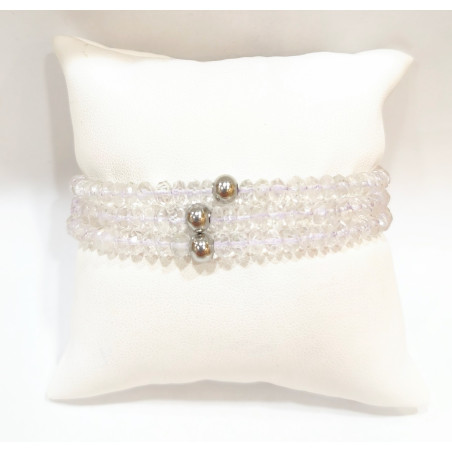 Bracelet Cristal de Roche Baroque avec Insert Bille Acier