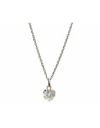 Pendentif Cristal de Roche Cœur avec Chaîne Acier Inox 46 cm