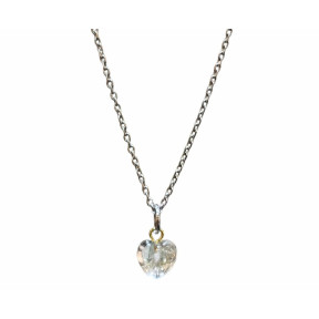 Pendentif Cristal de Roche Cœur avec Chaîne Acier Inox 46 cm