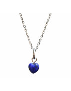 Pendentif Lapis-Lazuli Cœur avec Chaine Acier Inox 46 cm