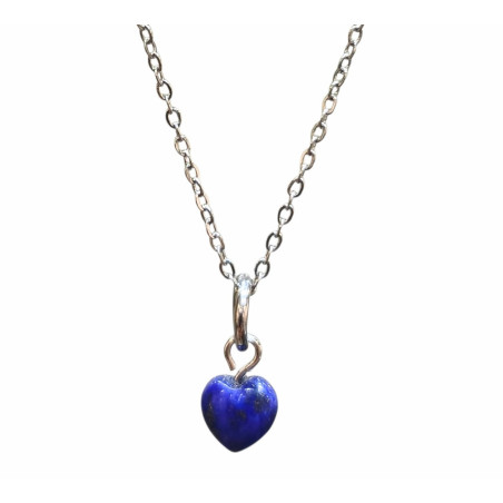 Pendentif Lapis-Lazuli Cœur avec Chaine Acier Inox 46 cm