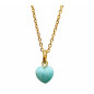 Pendentif Amazonite Cœur sur Chaîne Acier Inox Plaquée Or 40 + 10 cm