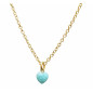Pendentif Amazonite Cœur sur Chaîne Acier Inox Plaquée Or 40 + 10 cm