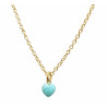 Pendentif Amazonite Cœur sur Chaîne Acier Inox Plaquée Or 40 + 10 cm