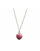 Pendentif Rhodochrosite Coeur avec Chaîne Acier Inox 46 cm
