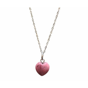 Pendentif Rhodochrosite Coeur avec Chaîne Acier Inox 46 cm