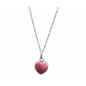 Pendentif Rhodochrosite Coeur avec Chaîne Acier Inox 46 cm