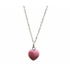 Pendentif Rhodochrosite Coeur avec Chaîne Acier Inox 46 cm