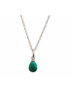 Pendentif Malachite avec Chaîne Acier Inox 46 cm