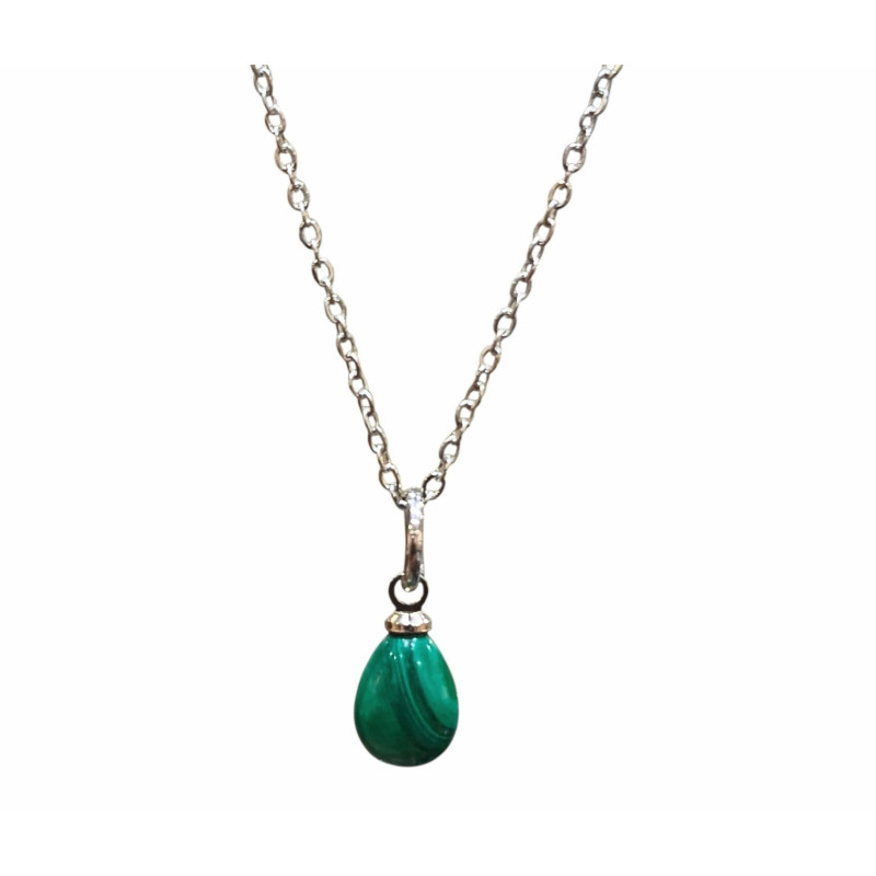 Pendentif Malachite avec Chaîne Acier Inox 46 cm