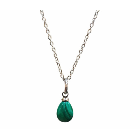 Pendentif Malachite avec Chaîne Acier Inox 46 cm