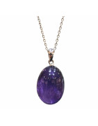 Pendentif Améthyste avec Chaîne Acier Inox 46 cm