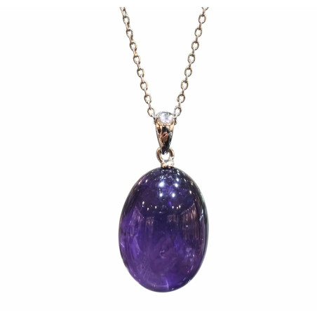 Pendentif Améthyste avec Chaîne Acier Inox 46 cm