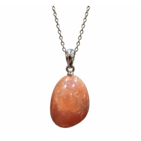 Pendentif Pierre de Soleil avec Chaîne Acier Inox 46 cm