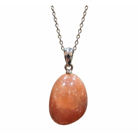 Pendentif Pierre de Soleil avec Chaîne Acier Inox 46 cm