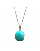Pendentif Amazonite avec Chaîne Acier Inox 46 cm