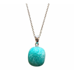 Pendentif Amazonite avec Chaîne Acier Inox 46 cm