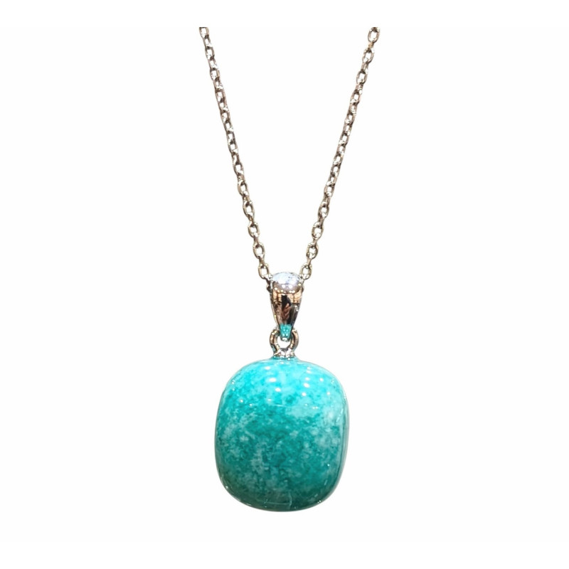Pendentif Amazonite avec Chaîne Acier Inox 46 cm