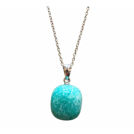 Pendentif Amazonite avec Chaîne Acier Inox 46 cm