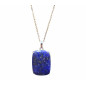 Pendentif Lapis-Lazuli Rectangle avec Chaîne Acier Inox 46 cm