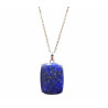 Pendentif Lapis-Lazuli Rectangle avec Chaîne Acier Inox 46 cm