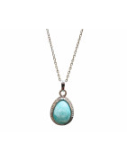 Pendentif Amazonite Sertie sur Chaîne Acier Inox 46 cm