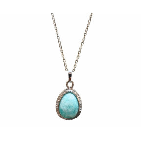 Pendentif Amazonite Sertie sur Chaîne Acier Inox 46 cm