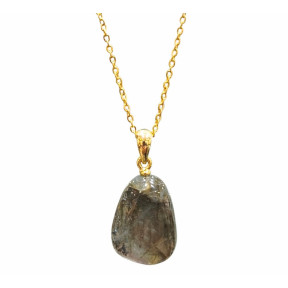 Pendentif Labradorite avec Chaîne Plaquée Or 40 + 10 cm