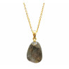 Pendentif Labradorite avec Chaîne Plaquée Or 40 + 10 cm