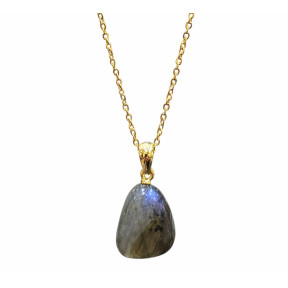 Pendentif Labradorite avec Chaîne Plaquée Or 40 + 10 cm