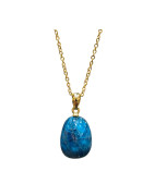 Pendentif Apatite Bleue avec Chaîne Plaquée Or 40 + 10 cm