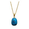 Pendentif Apatite Bleue avec Chaîne Plaquée Or 40 + 10 cm