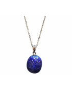 Pendentif Lapis-Lazuli avec Chaîne Acier Inox 46 cm