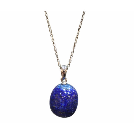 Pendentif Lapis-Lazuli avec Chaîne Acier Inox 46 cm