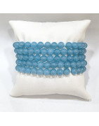 Bracelet Quartz Bleu Pierres Rondes 6mm