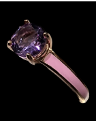 Bague Améthyste Acier inox plaqué or