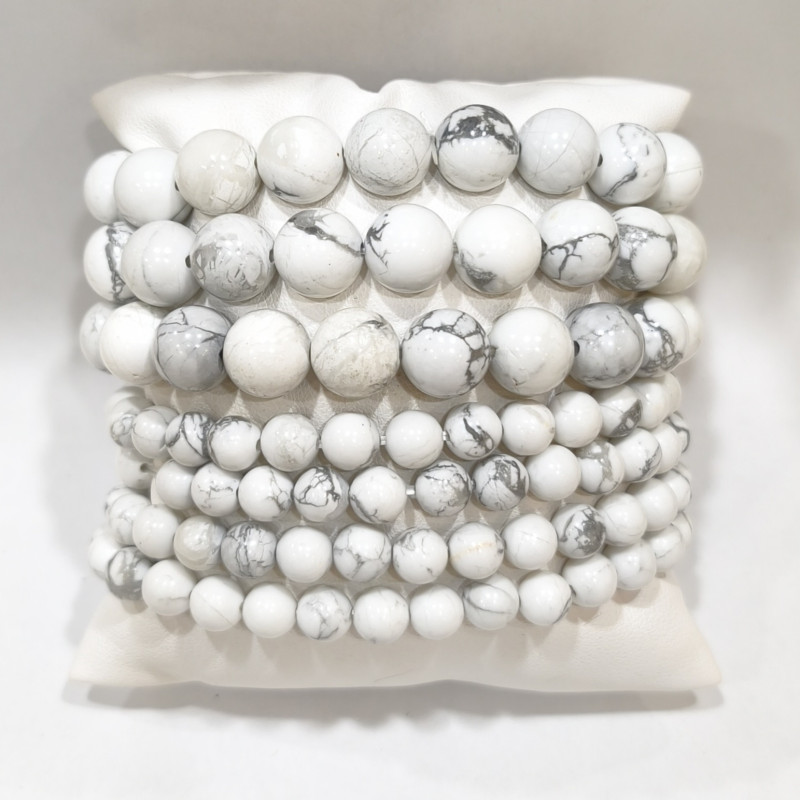Bracelet Howlite Pierres Rondes