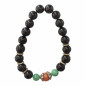 Bracelet Obsidienne Argentée et Inserts Acier et Billes Pierres Rondes 10mm