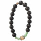 Bracelet Obsidienne Argentée et Inserts Acier et Billes Pierres Rondes 10mm