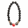 Bracelet Obsidienne Argentée et Inserts Acier et Billes Pierres Rondes 8mm