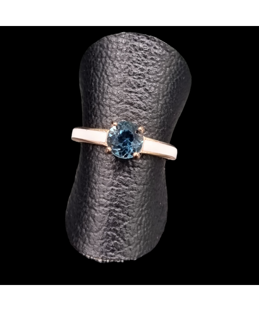 Bague Topaze bleue London Acier inox plaqué or