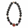 Bracelet Obsidienne Argentée et Inserts Acier et Billes Pierres Rondes 8mm