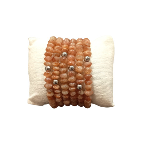 Bracelet Pierre de Soleil Baroque avec Insert Bille Acier