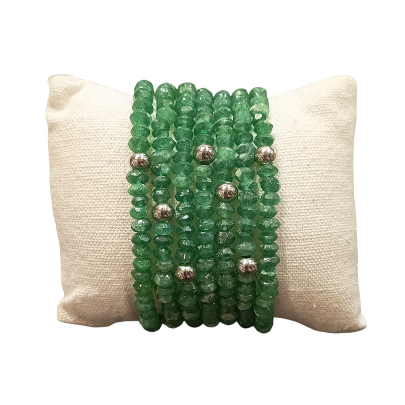 Bracelet Aventurine Baroque avec Insert Bille Acier