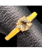 Bague Citrine Acier inox plaqué or