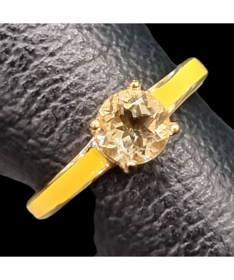 Bague Citrine Acier inox plaqué or