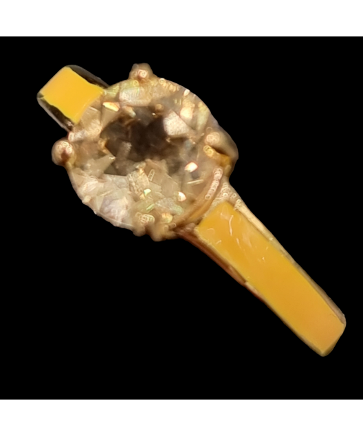 Bague Citrine Acier inox plaqué or