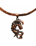 Collier Cuivre et Laiton avec Pendentif Dragon Diamètre 16 cm